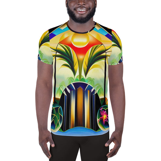 DMV 0258 Retro Art All-Over Print Men's Athletic T-shirt