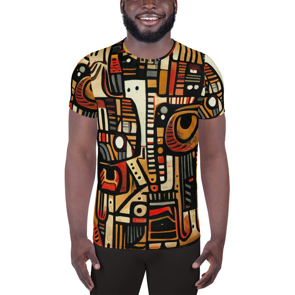 DMV 0505 Retro Art All-Over Print Men's Athletic T-shirt