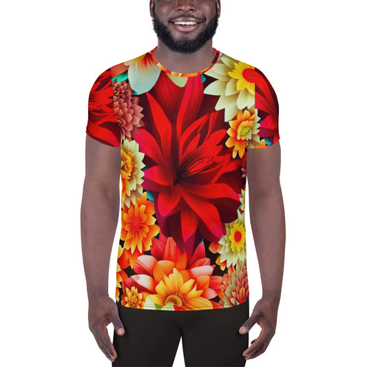 DMV 0419 Floral All-Over Print Men's Athletic T-shirt