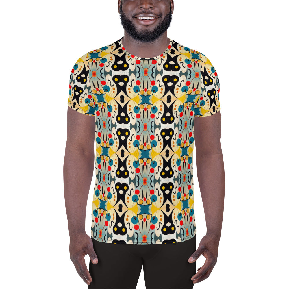 DMV 0342 Vintage Artsy All-Over Print Men's Athletic T-shirt