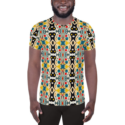 DMV 0342 Vintage Artsy All-Over Print Men's Athletic T-shirt