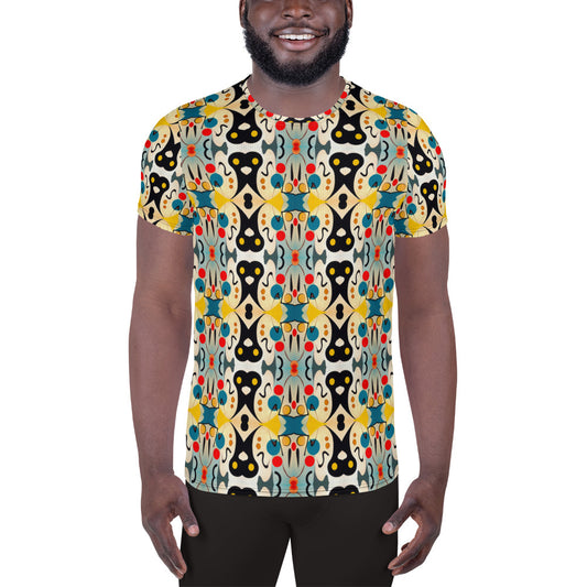 DMV 0342 Vintage Artsy All-Over Print Men's Athletic T-shirt