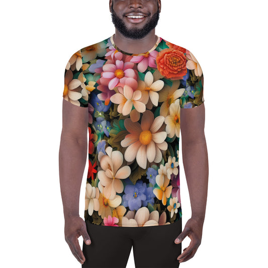 DMV 0375 Floral All-Over Print Men's Athletic T-shirt