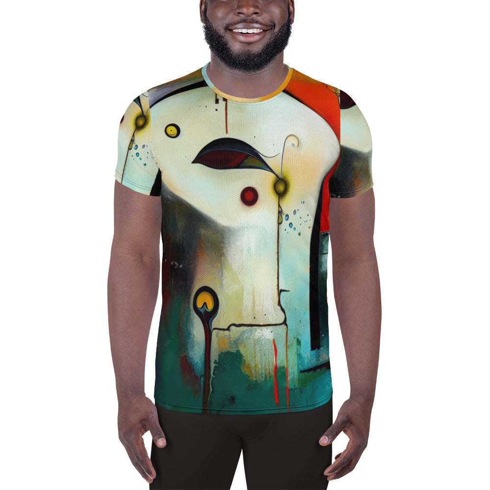 DMV 1213 Retro Art All-Over Print Men's Athletic T-shirt