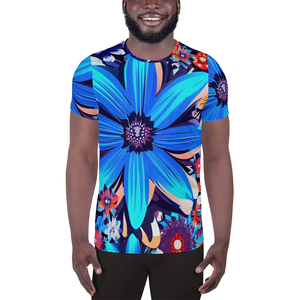 DMV 1325 Floral All-Over Print Men's Athletic T-shirt