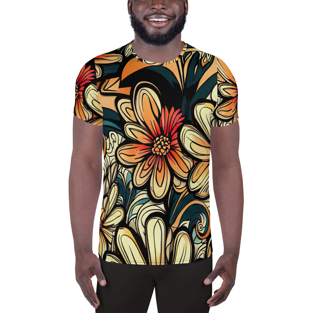 DMV 1662 Floral All-Over Print Men's Athletic T-shirt