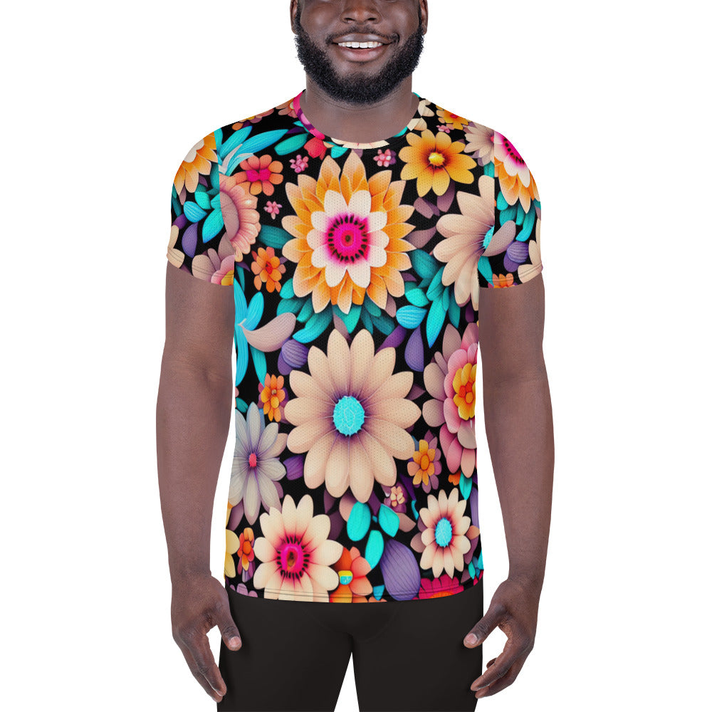 DMV 1947 Floral All-Over Print Men's Athletic T-shirt