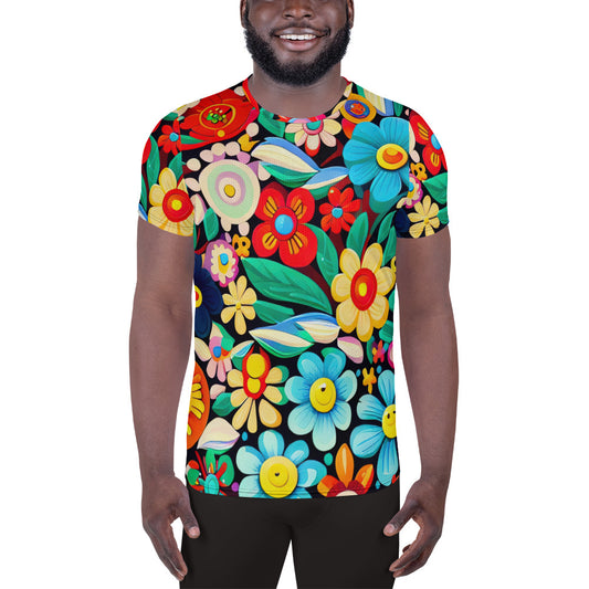 DMV 0756 Floral All-Over Print Men's Athletic T-shirt