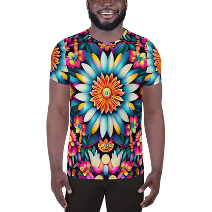 DMV 1414 Floral All-Over Print Men's Athletic T-shirt