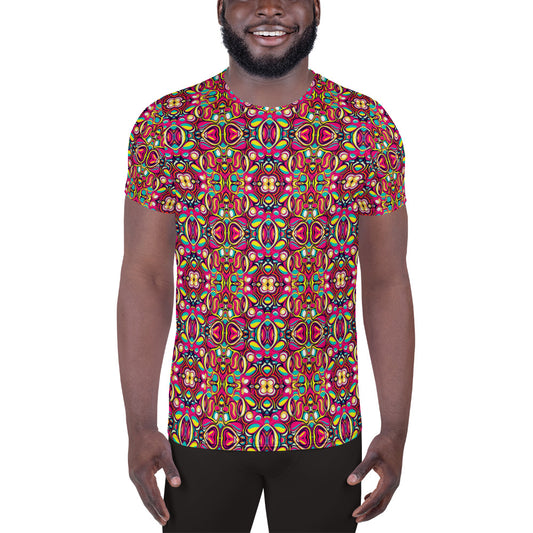 DMV 1077 Vintage Artsy All-Over Print Men's Athletic T-shirt