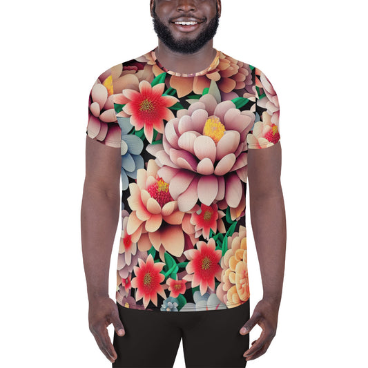DMV 1256 Floral All-Over Print Men's Athletic T-shirt