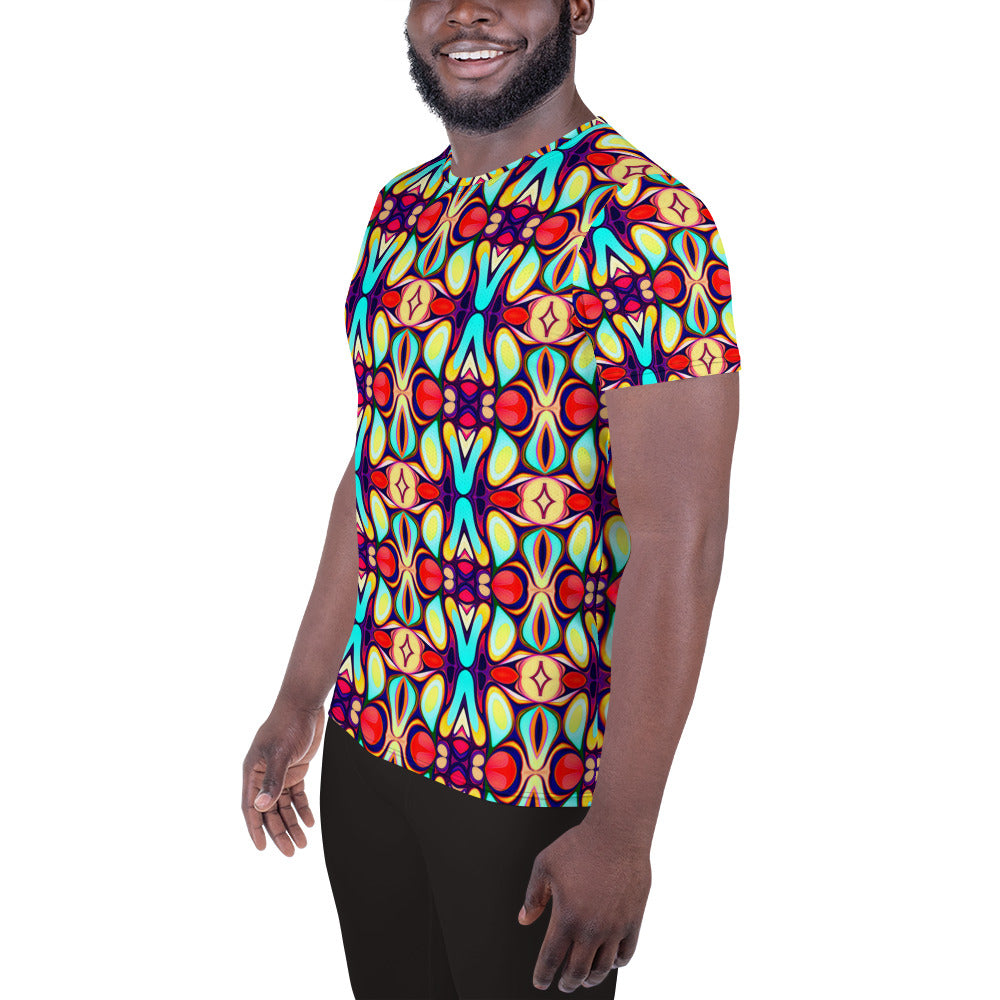 DMV 0036 Vintage Artsy All-Over Print Men's Athletic T-shirt