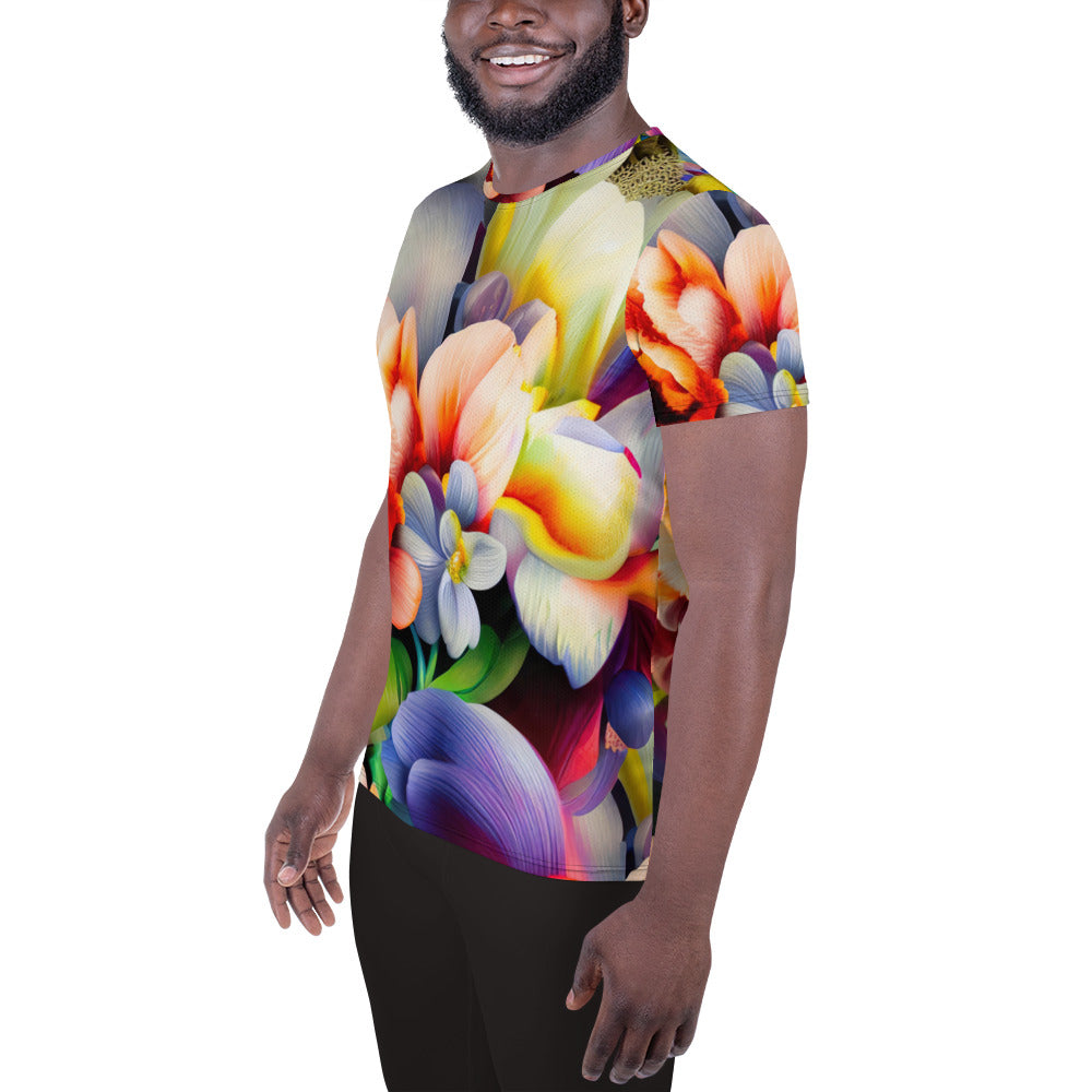 DMV 0081 Floral All-Over Print Men's Athletic T-shirt