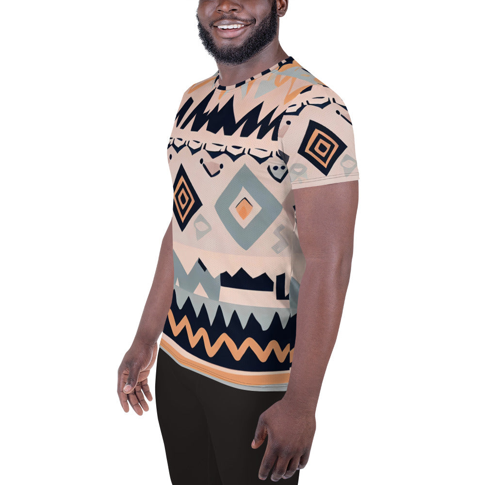 DMV 1345 Boho All-Over Print Men's Athletic T-shirt