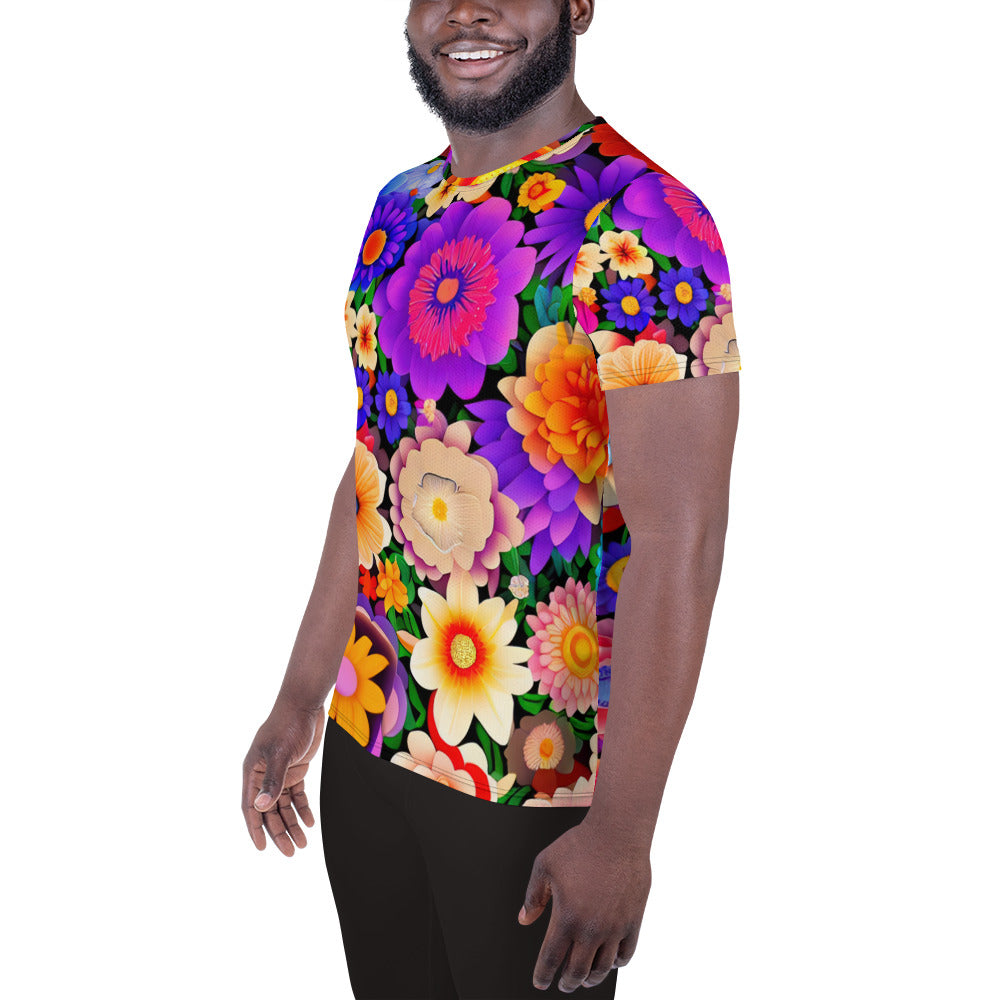DMV 0309 Floral All-Over Print Men's Athletic T-shirt