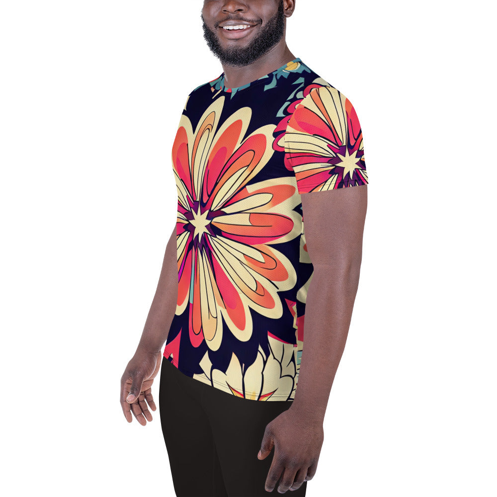 DMV 1525 Floral All-Over Print Men's Athletic T-shirt