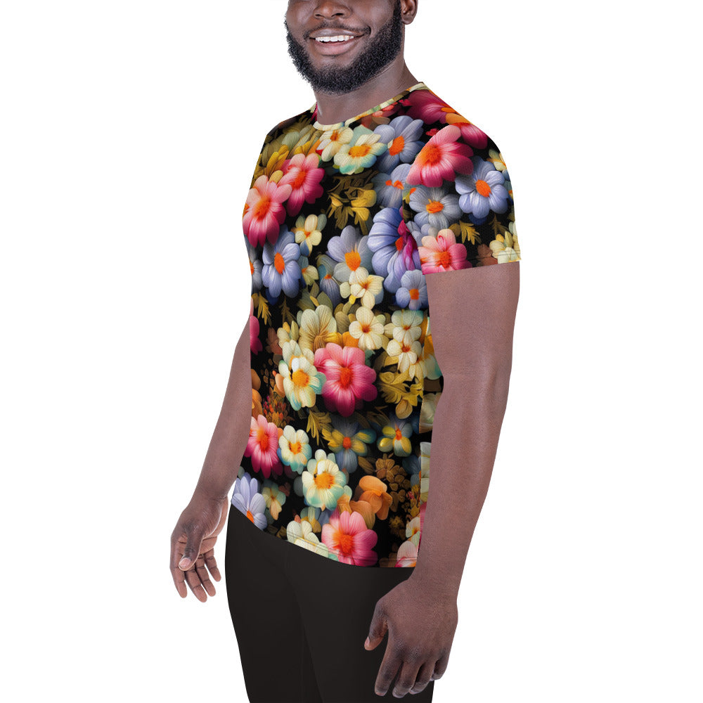 DMV 1522 Floral All-Over Print Men's Athletic T-shirt
