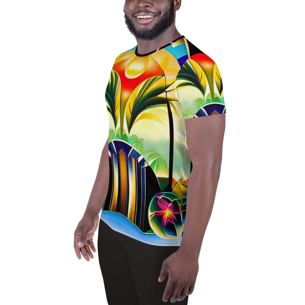 DMV 0258 Retro Art All-Over Print Men's Athletic T-shirt