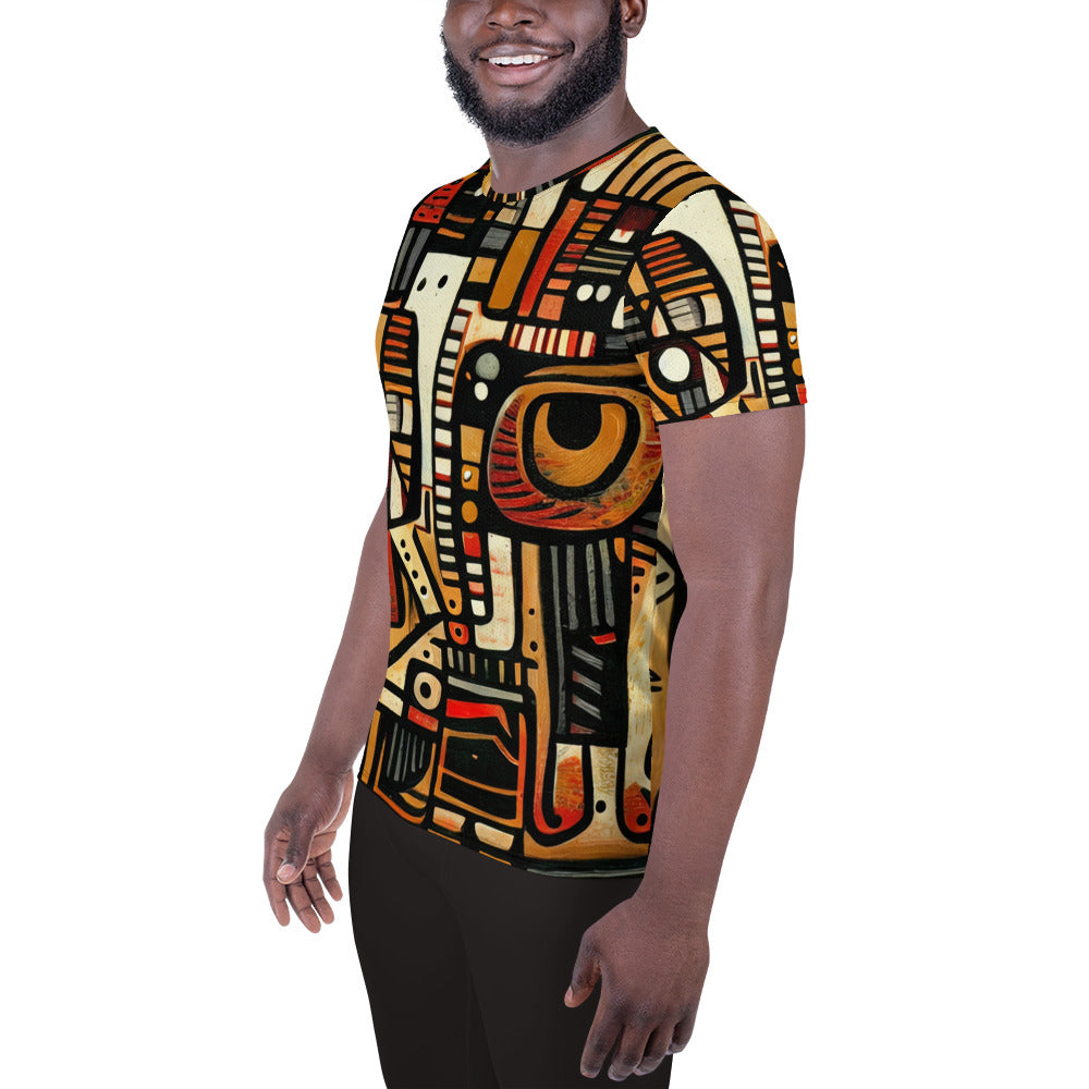 DMV 0505 Retro Art All-Over Print Men's Athletic T-shirt