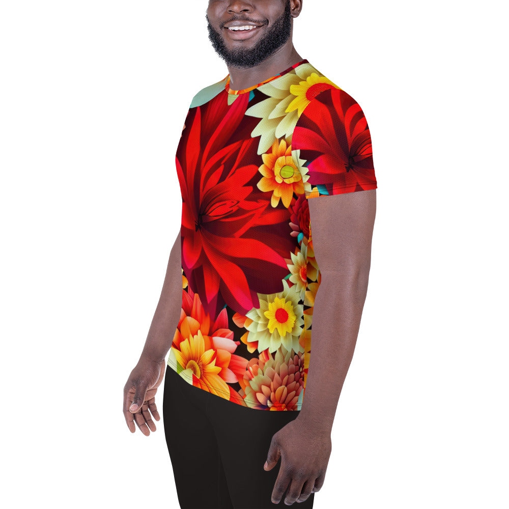 DMV 0419 Floral All-Over Print Men's Athletic T-shirt