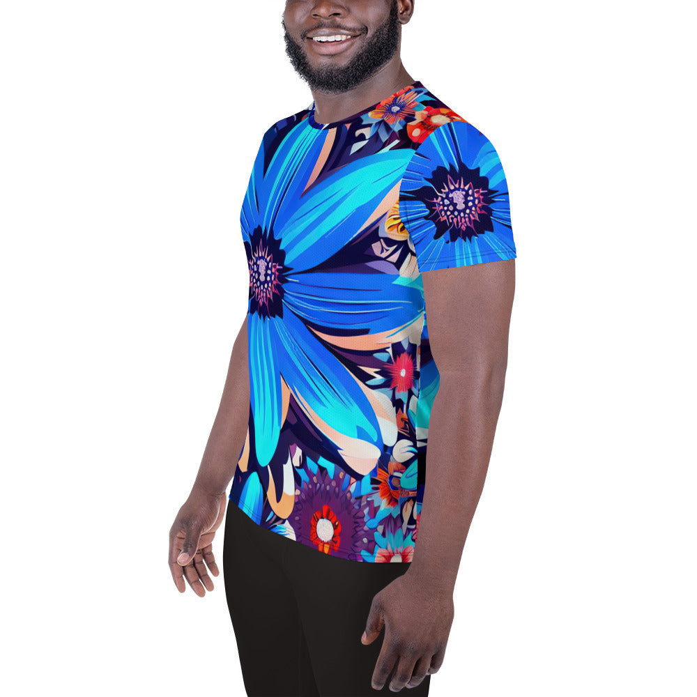 DMV 1325 Floral All-Over Print Men's Athletic T-shirt