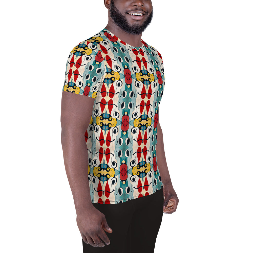 DMV 0230 Vintage Artsy All-Over Print Men's Athletic T-shirt