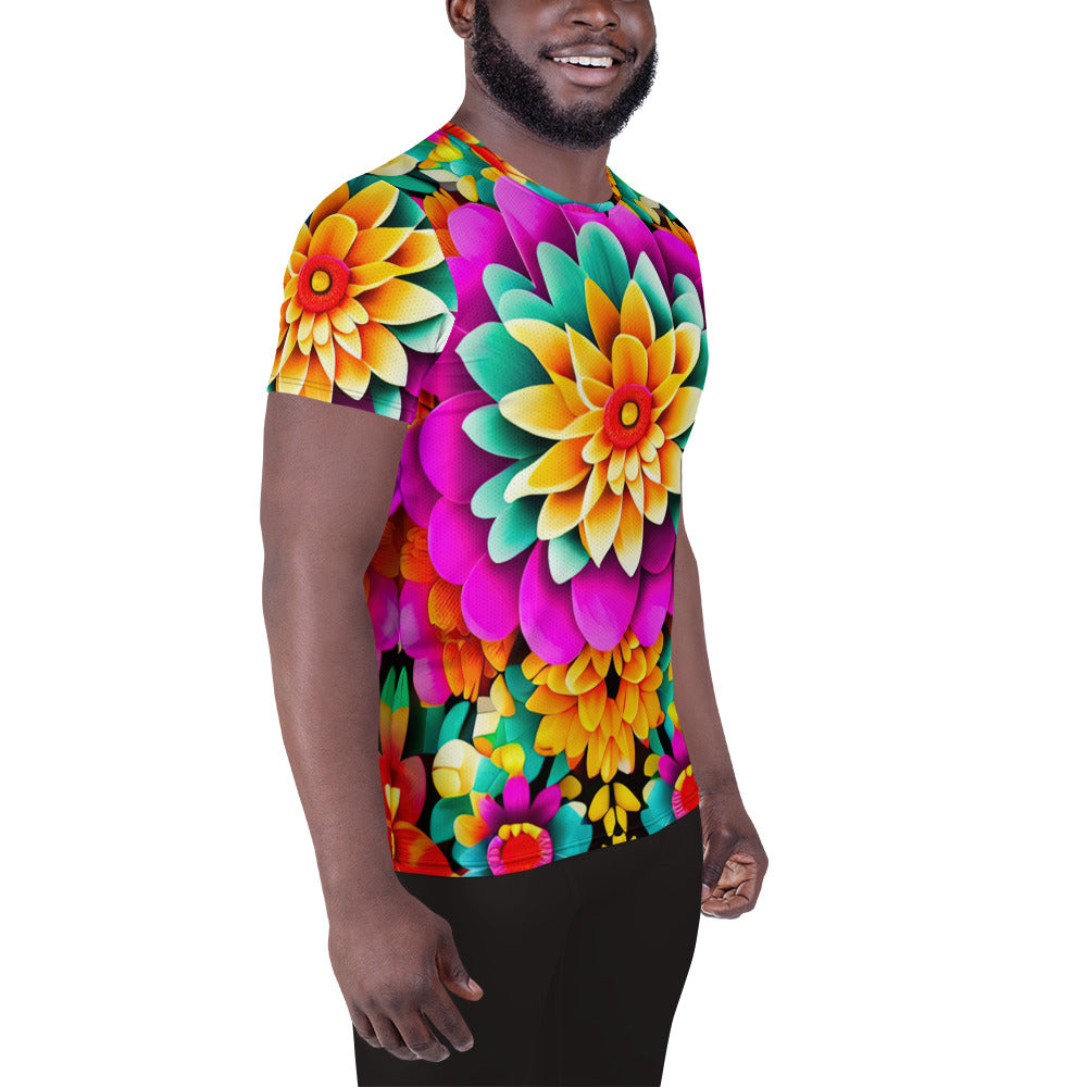 DMV 0250 Floral All-Over Print Men's Athletic T-shirt