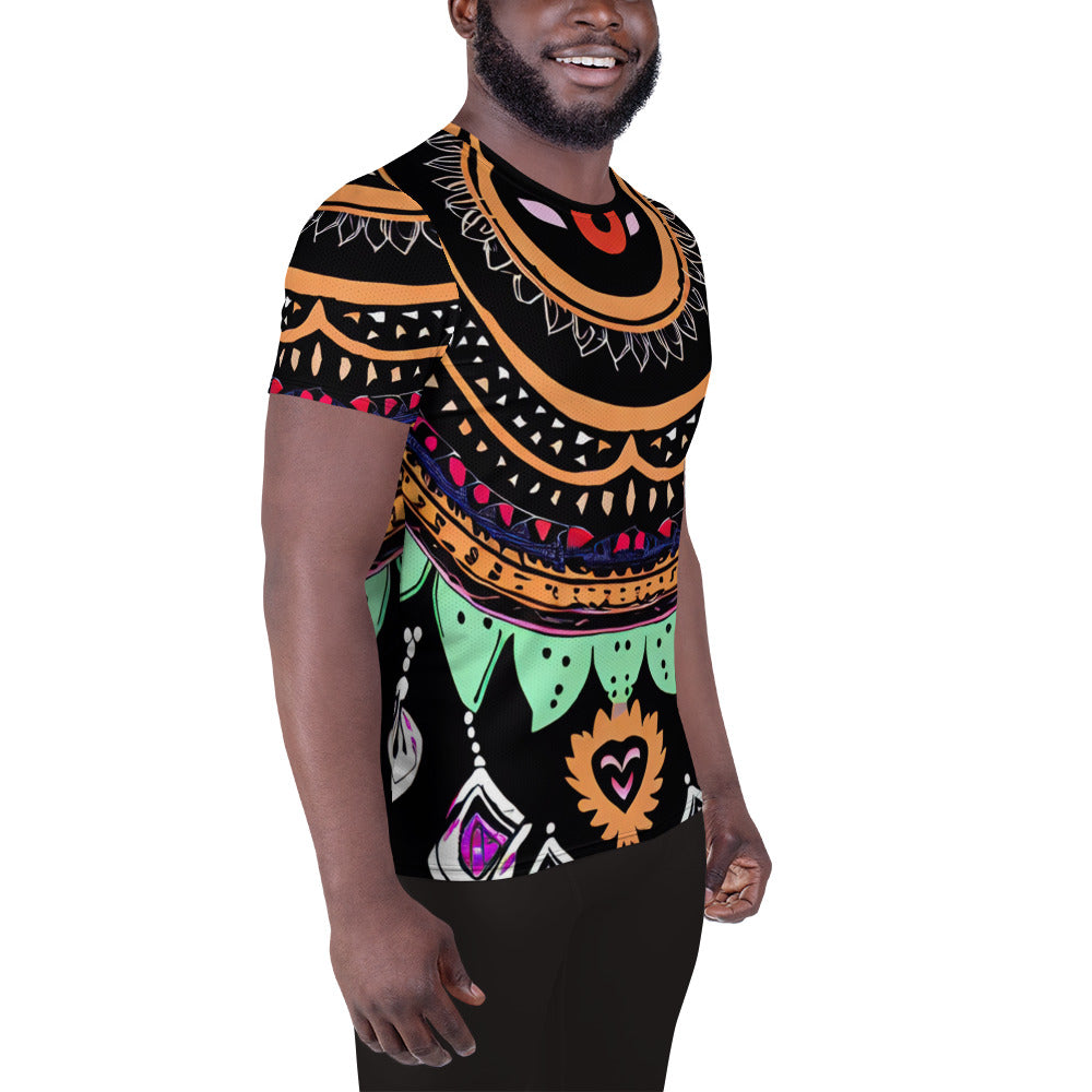 DMV 0180 Boho All-Over Print Men's Athletic T-shirt