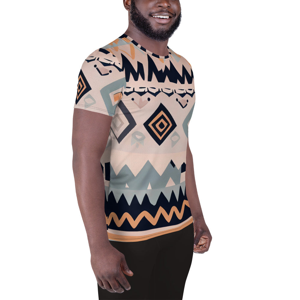 DMV 1345 Boho All-Over Print Men's Athletic T-shirt