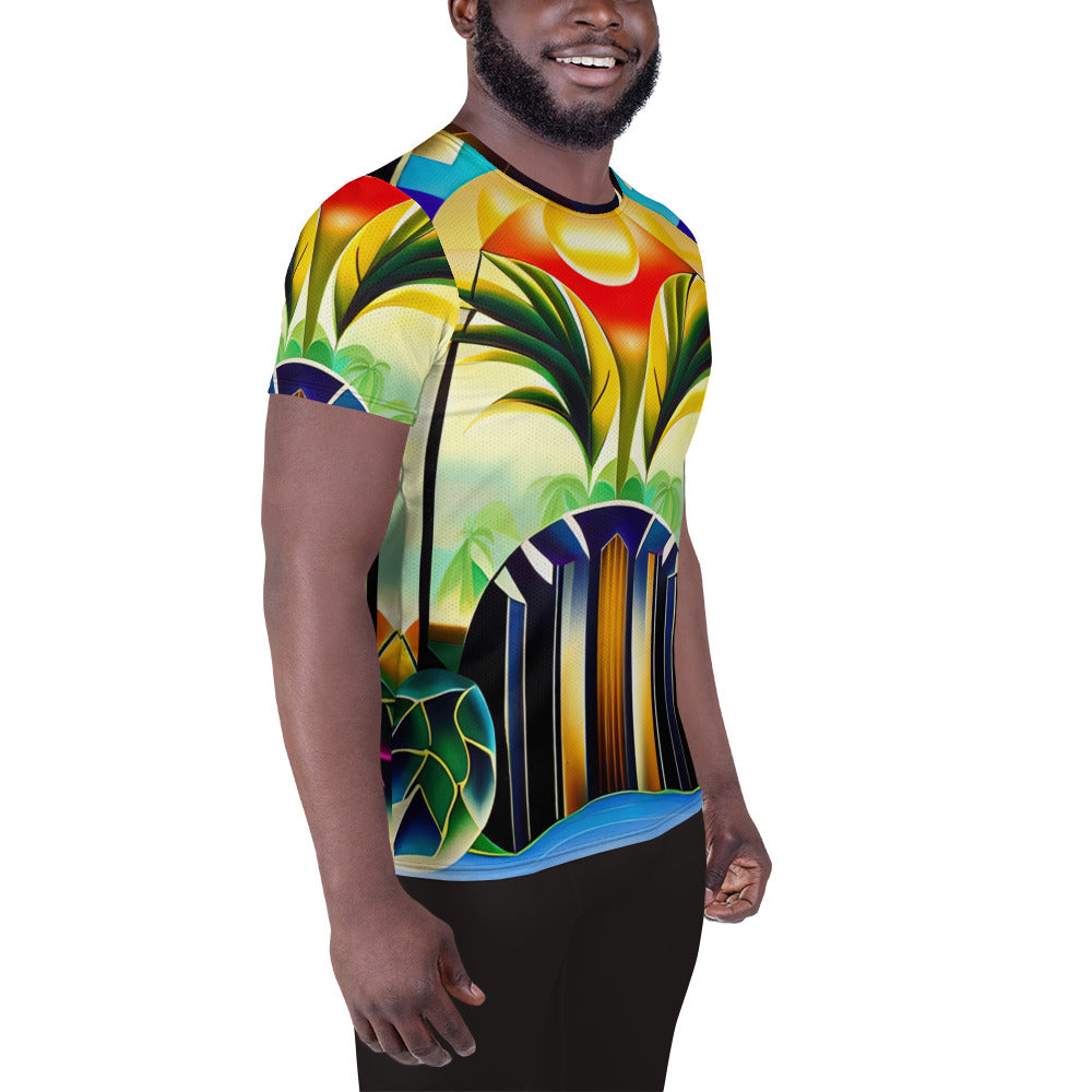 DMV 0258 Retro Art All-Over Print Men's Athletic T-shirt