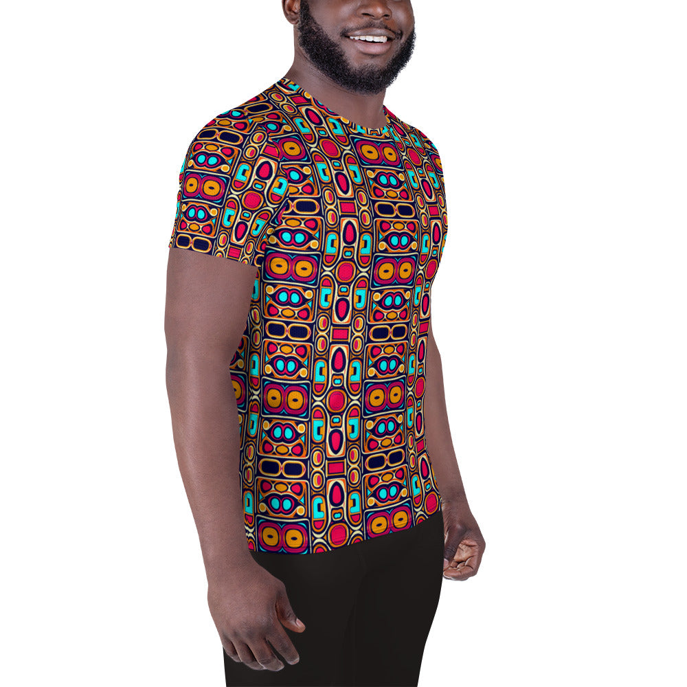 DMV 0185 Vintage Artsy All-Over Print Men's Athletic T-shirt