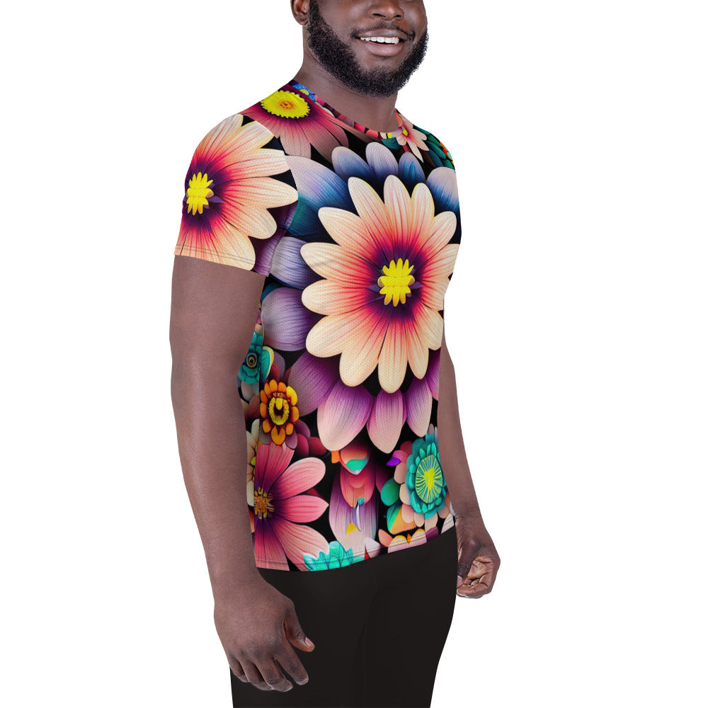 DMV 0515 Floral All-Over Print Men's Athletic T-shirt