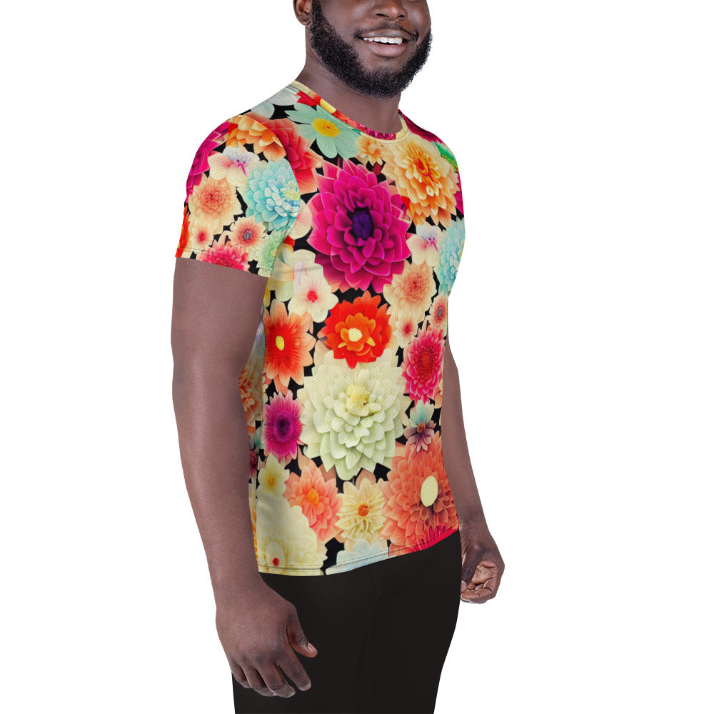 DMV 0424 Floral All-Over Print Men's Athletic T-shirt