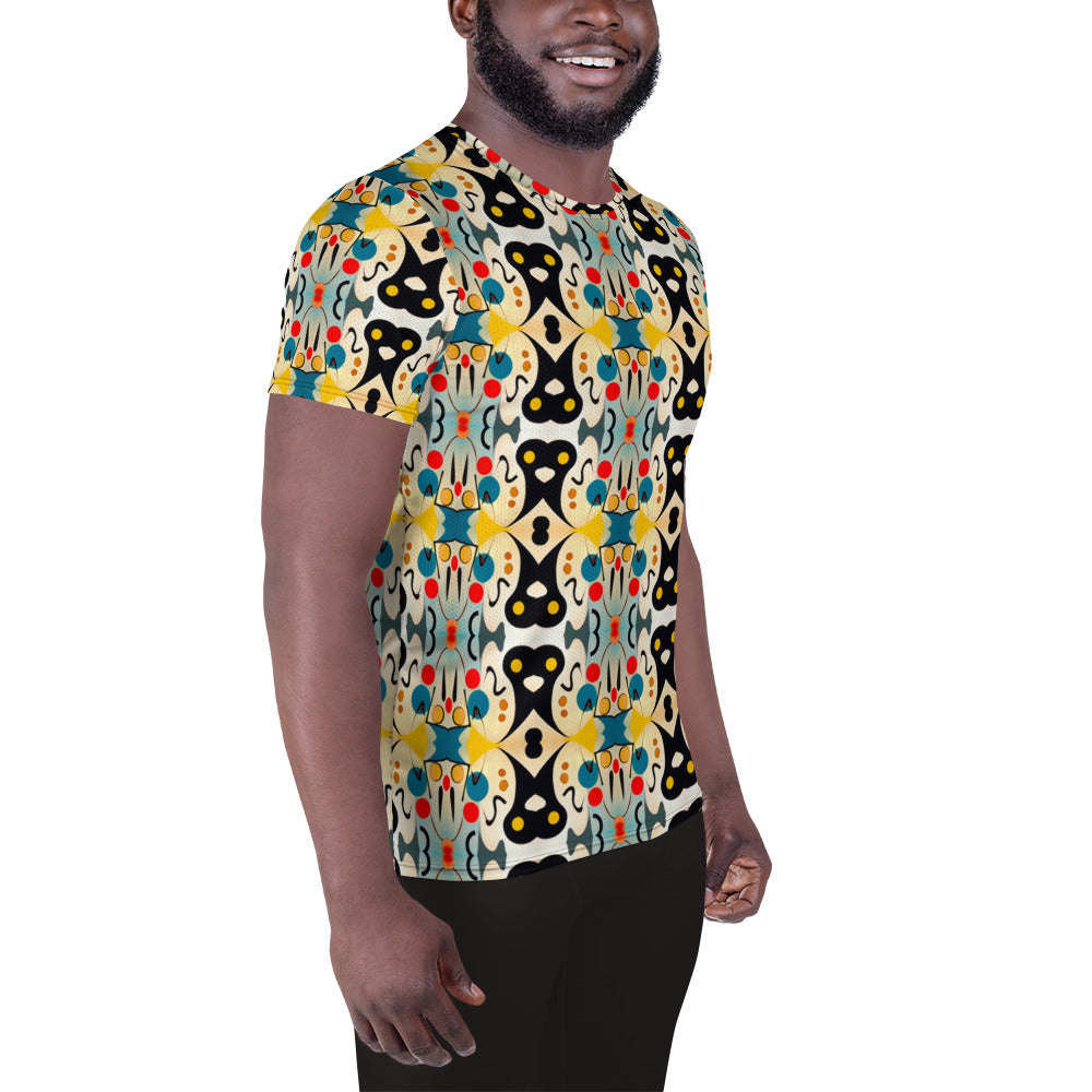 DMV 0342 Vintage Artsy All-Over Print Men's Athletic T-shirt