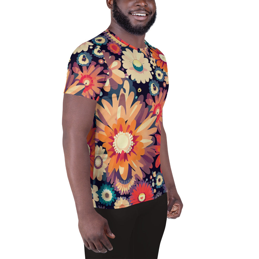 DMV 1222 Floral All-Over Print Men's Athletic T-shirt