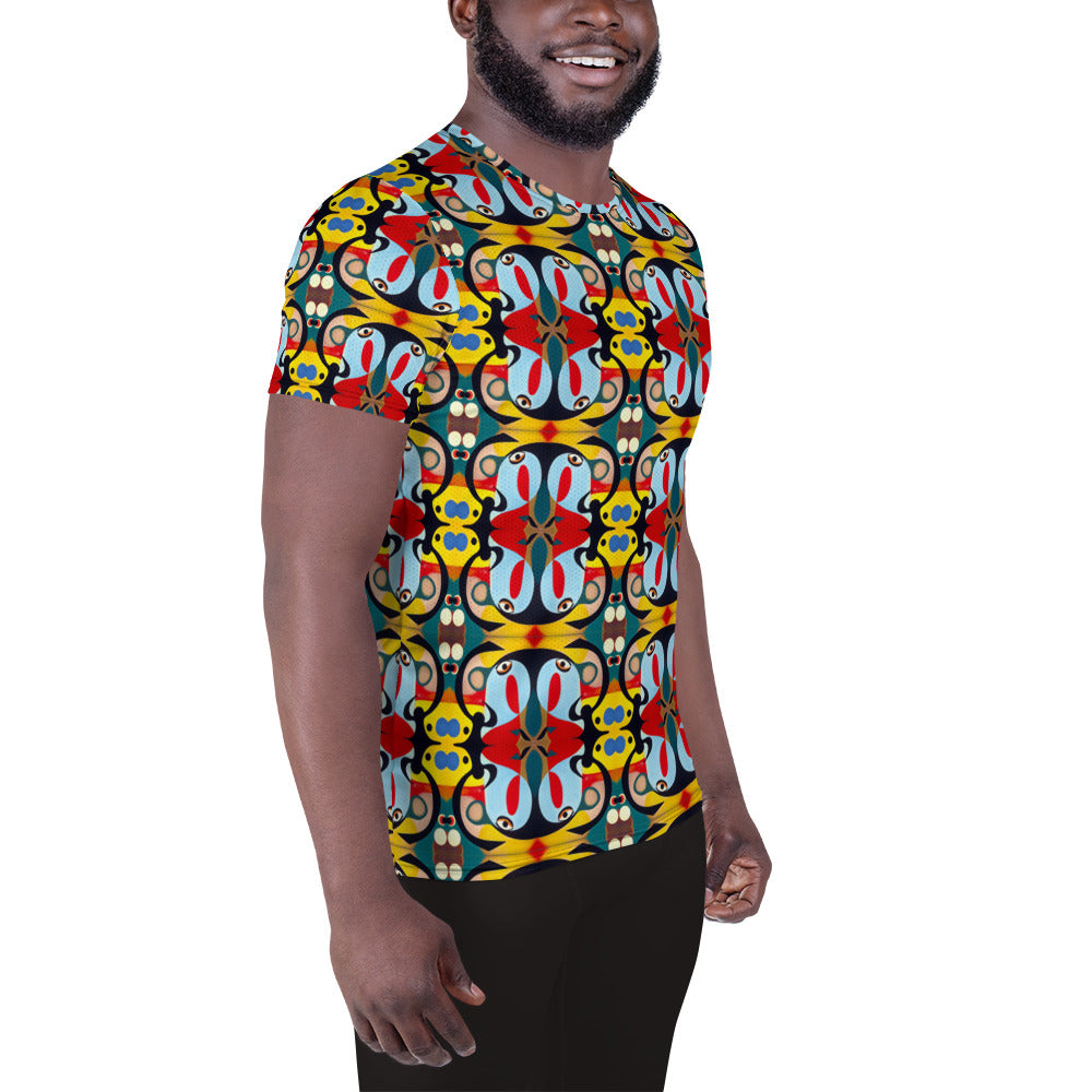 DMV 0948 Vintage Artsy All-Over Print Men's Athletic T-shirt