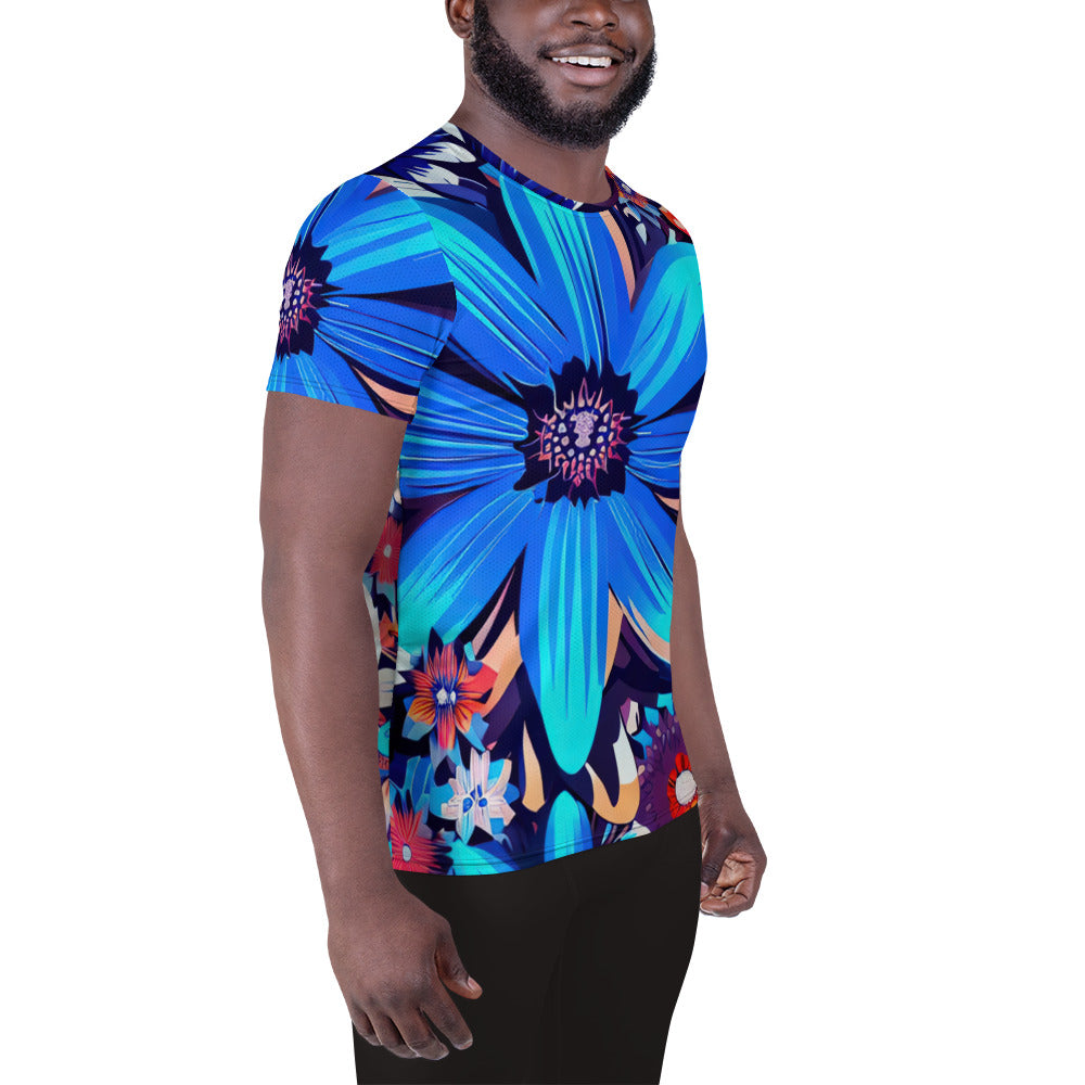 DMV 1325 Floral All-Over Print Men's Athletic T-shirt