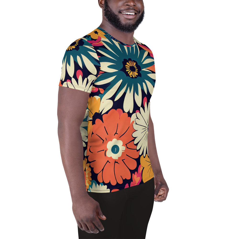 DMV 1429 Floral All-Over Print Men's Athletic T-shirt