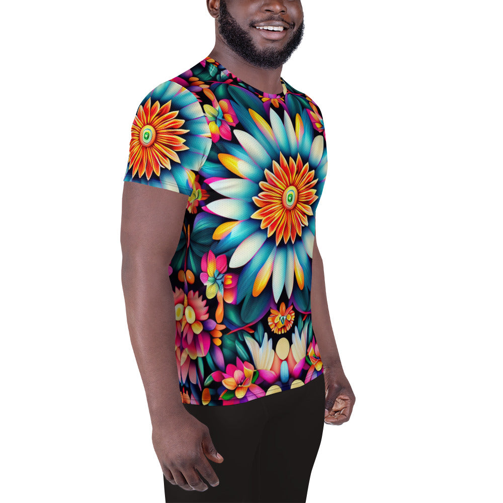 DMV 1414 Floral All-Over Print Men's Athletic T-shirt