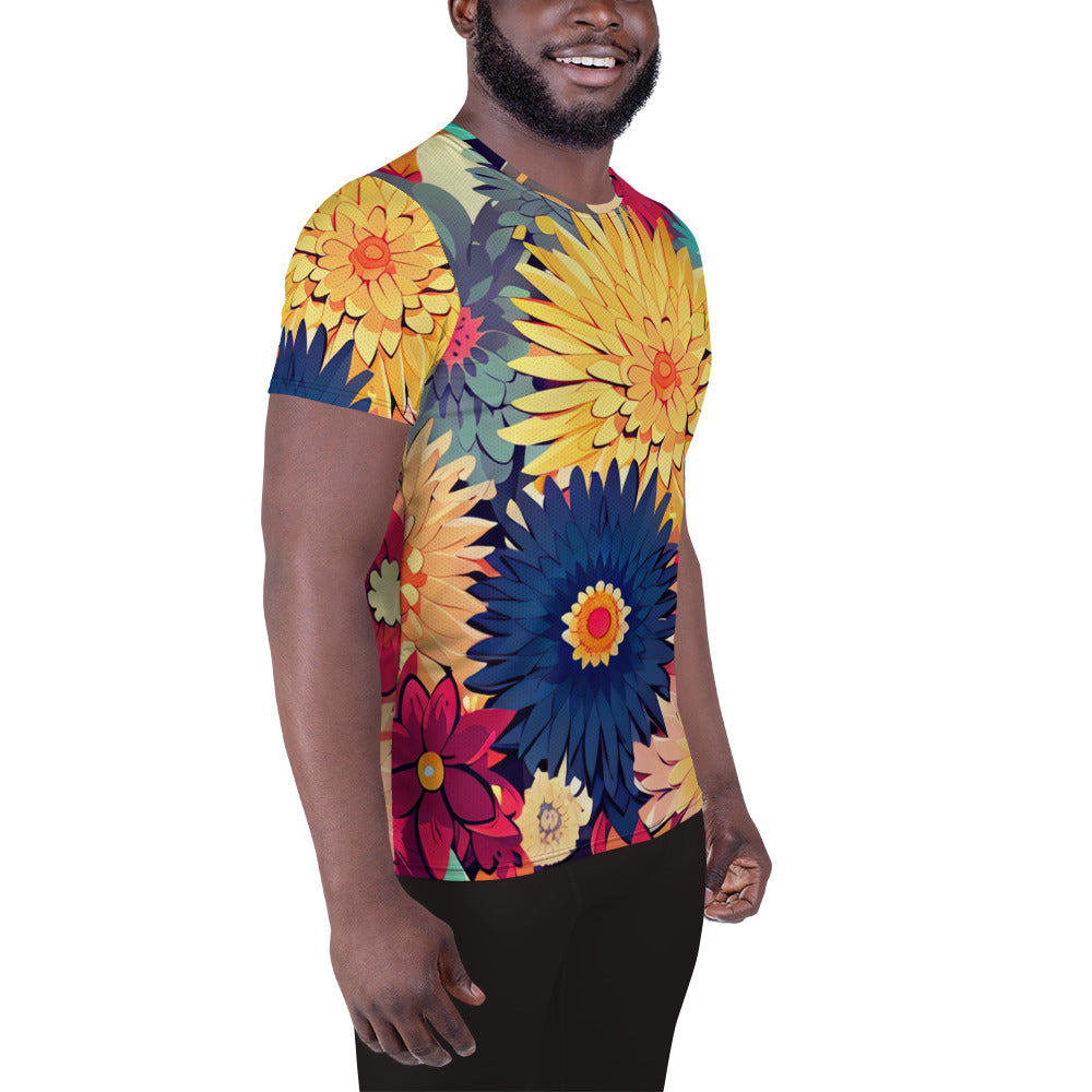 DMV 1327 Floral All-Over Print Men's Athletic T-shirt