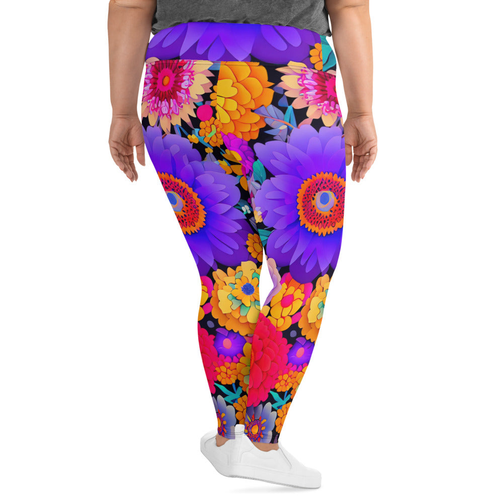 DMV 0220 Floral All-Over Print Plus Size Leggings