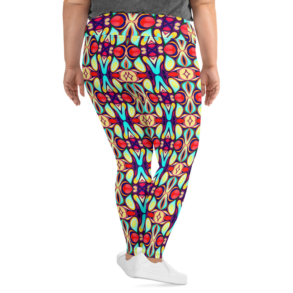 DMV 0036 Vintage Artsy All-Over Print Plus Size Leggings