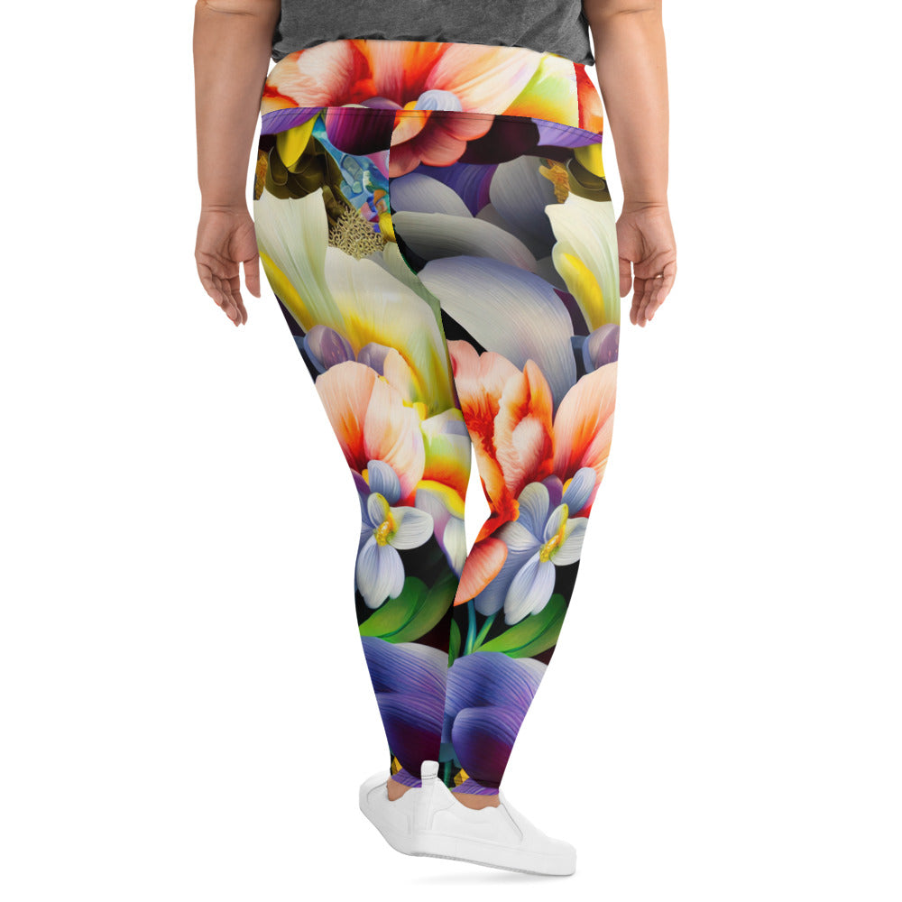 DMV 0081 Floral All-Over Print Plus Size Leggings