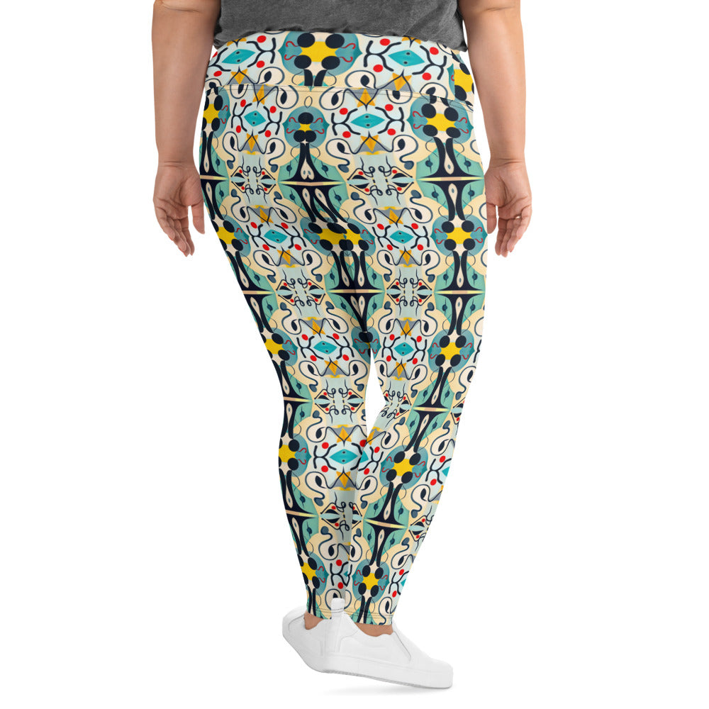 DMV 0076 Vintage Artsy All-Over Print Plus Size Leggings