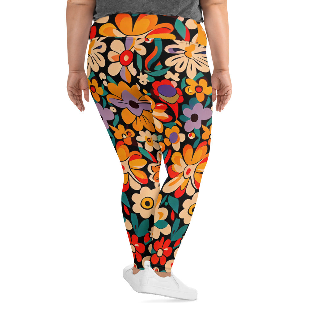 DMV 0029 Floral All-Over Print Plus Size Leggings