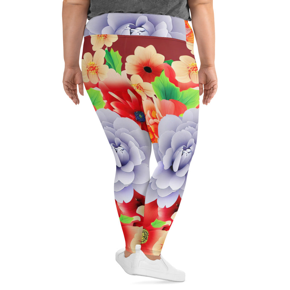 DMV 0035 Floral All-Over Print Plus Size Leggings