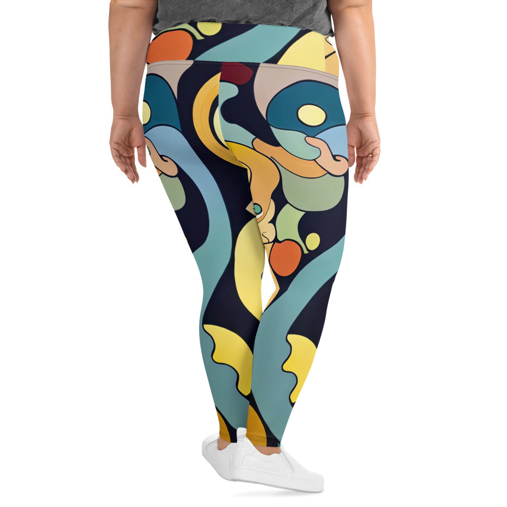 DMV 0242 Retro Art All-Over Print Plus Size Leggings