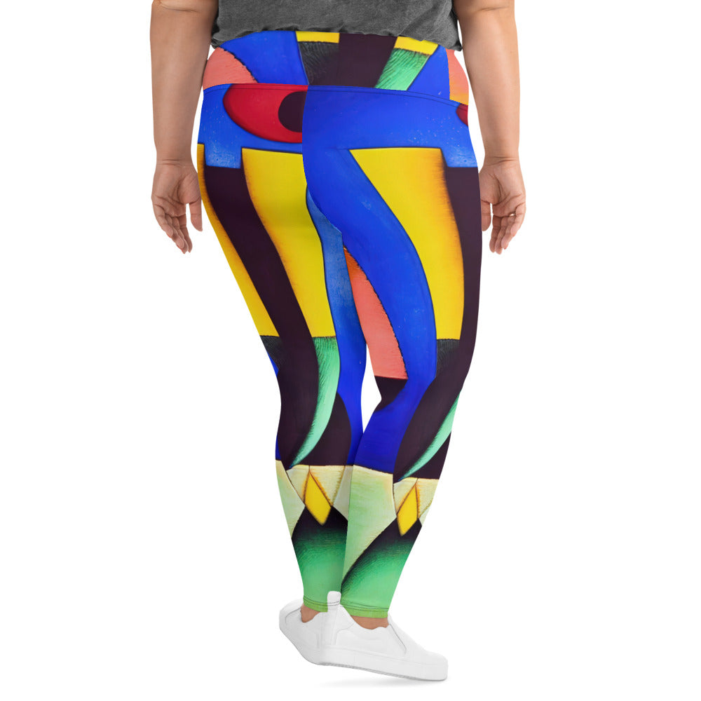 DMV 0255 Retro Art All-Over Print Plus Size Leggings