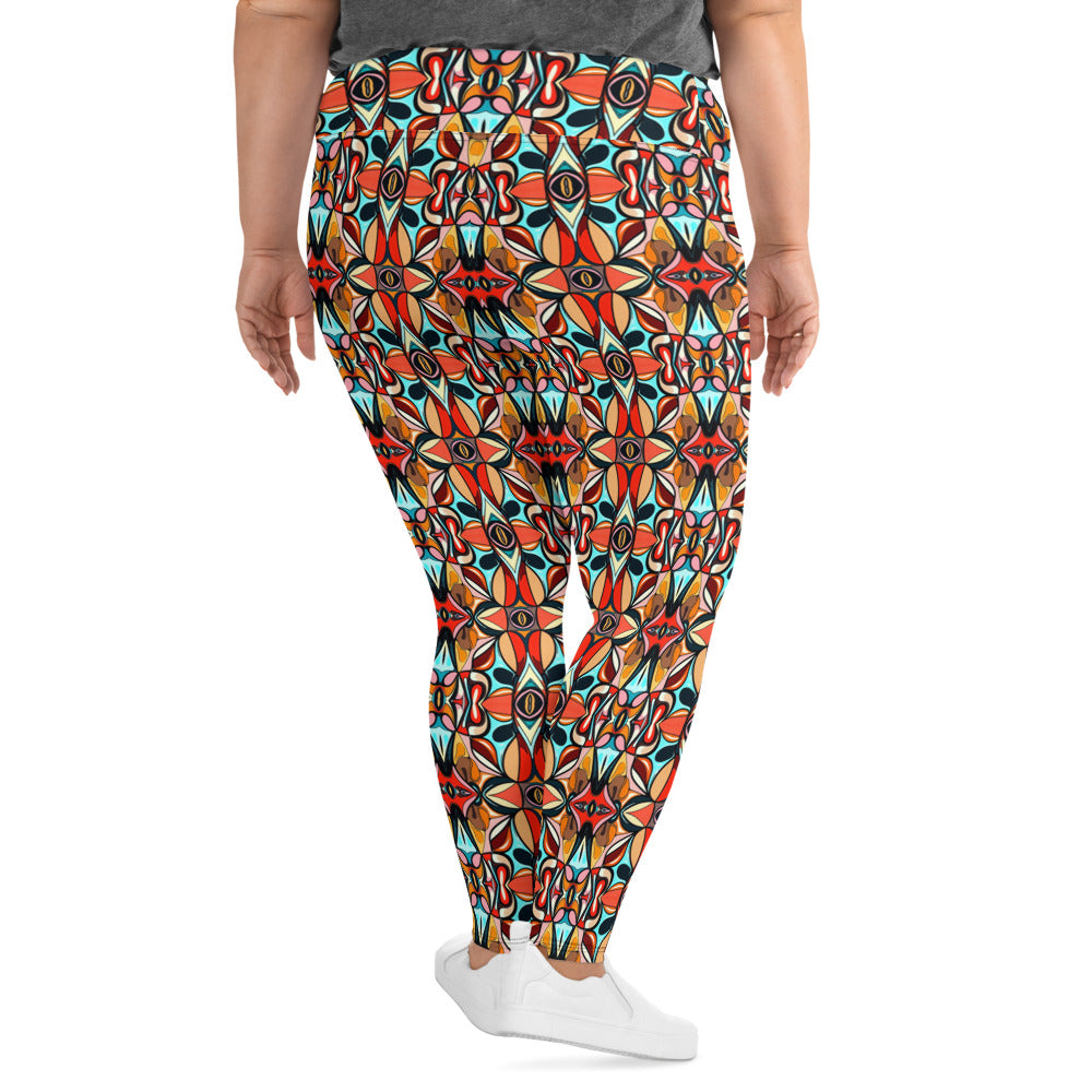 DMV 0210 Vintage Artsy All-Over Print Plus Size Leggings