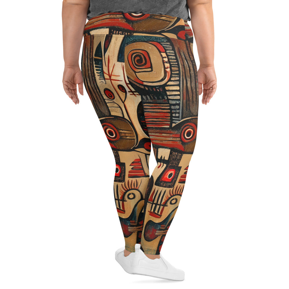 DMV 0256 Retro Art All-Over Print Plus Size Leggings